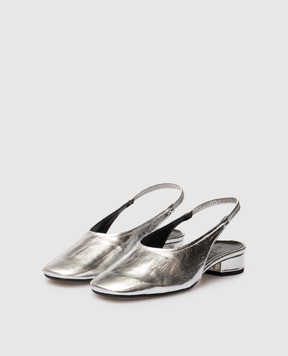 Aeyde Серебристые кожаные слингбеки Dua FLGLVR25RO150SS25920