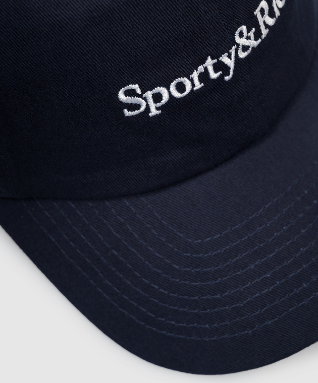Sporty & Rich Синяя кепка с вышивкой логотипа AC04084300BL106m изображение 4