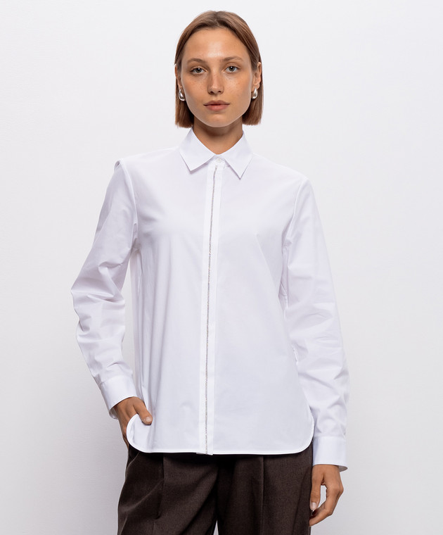 Peserico Біла сорочка з ланцюжком моніль A0674208928 зображення 3
