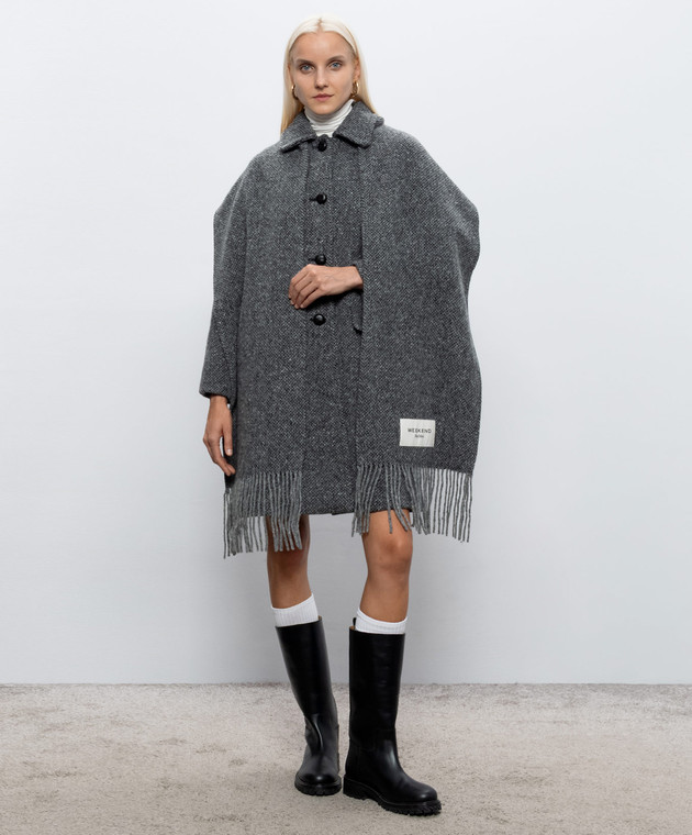 Max Mara Weekend Сіре пальто LATINO з вовни з шарфом WKDLATINO зображення 3