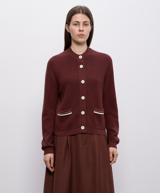 Brunello Cucinelli Коричневый кардиган с цепочкой мониль M19253206 изображение 3