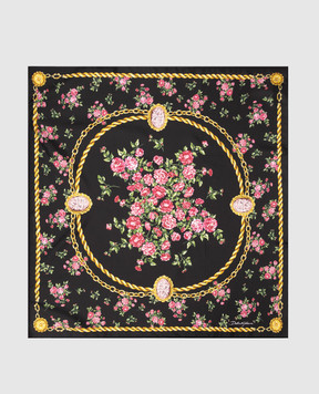 Dolce&Gabbana Черный платок из шелка в цветочный принт FN092RGDDLN