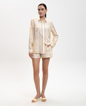 Versace Білі шорти із шовку в принт 10204161A17162