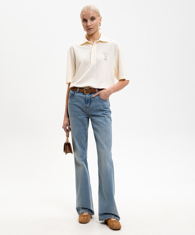 Ami Paris Поло кольору айворі з нашивкою емблеми UPL428JE0221w зображення 2