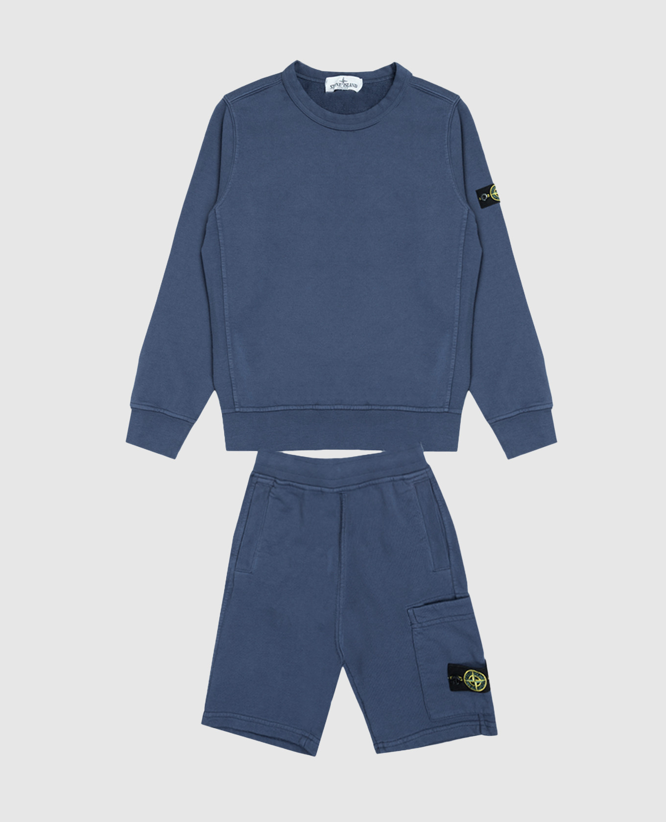 Детский синий костюм из свитшота и шорт