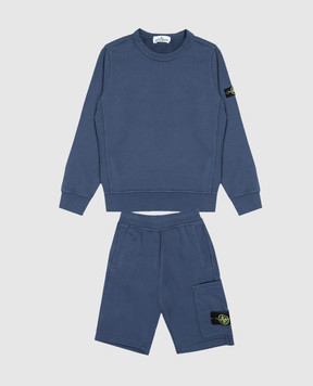 Stone Island Дитячий синій костюм зі світшота та шортів L1S166300001S004014