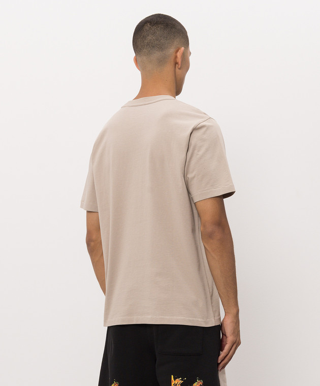 Off-White Бежевая футболка с принтом логотипа 44MAA16MF26J00M изображение 4