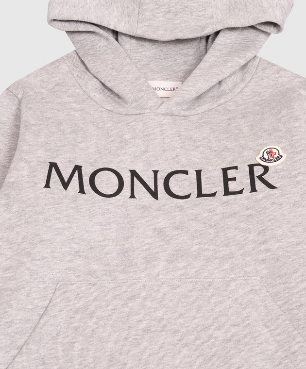 Moncler ENFANT Детское серое утепленное худи с принтом логотипа L29548G00016899PS изображение 3
