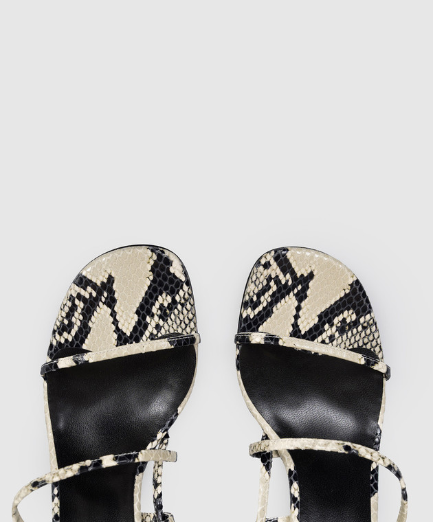 Khaite Сірі шкіряні босоніжки Loop з тисненням під шкіру рептилії F3075803 зображення 4