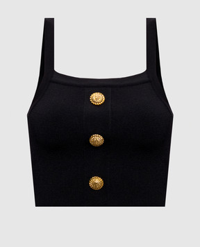 Balmain Черный топ с брендовыми заклепками GF1AA415KJ43