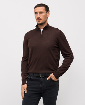 Enrico Mandelli Коричневий джемпер з вовни з логотипом 2K034A5422