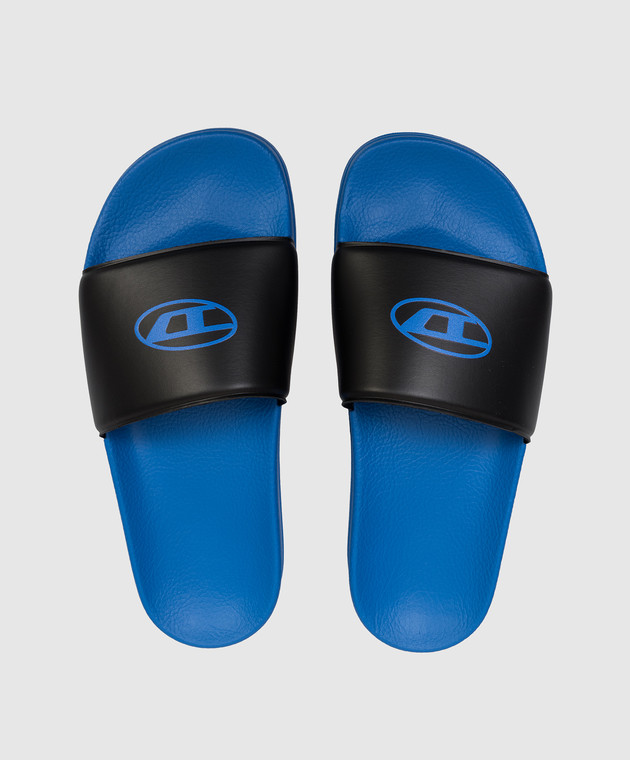 Diesel Дитячі чорні слайдери з принтом емблеми BC1082KF0203640 зображення 4