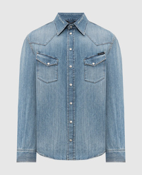 Dolce&Gabbana Синя джинсова сорочка з проріхами G5OD5DG8OJ3