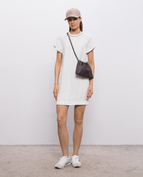 Brunello Cucinelli Белое платье мини с льном MH126AFR72