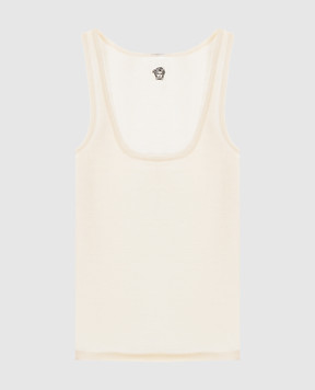 Versace Майка цвета айвори из шерсти с вышивкой эмблемы 10236981A17548