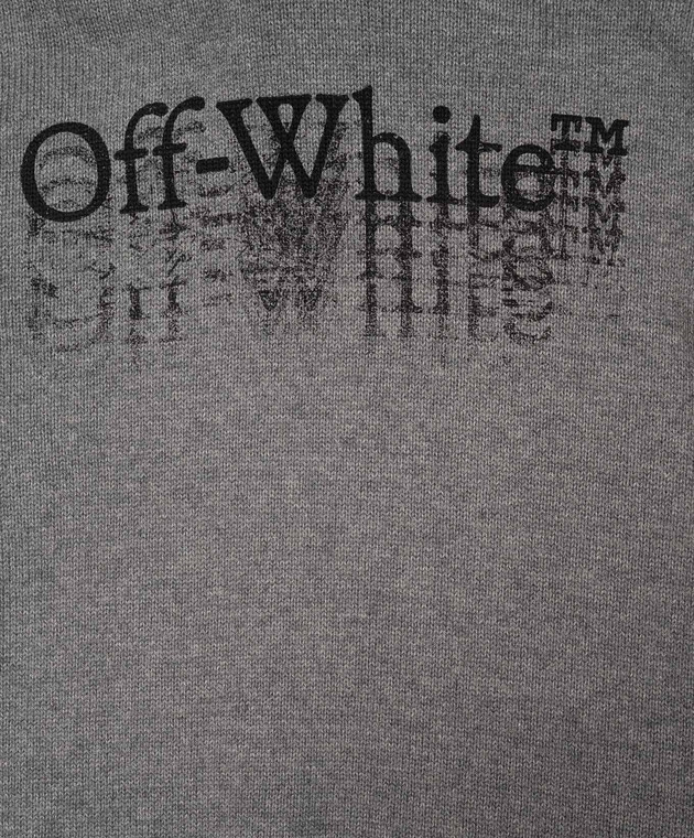 Off-White Детское серое худи с шерстью Big Bookish Stamp 44BHU001F26K001 изображение 3