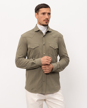 Brunello Cucinelli Рубашка цвета хаки ME8546666P