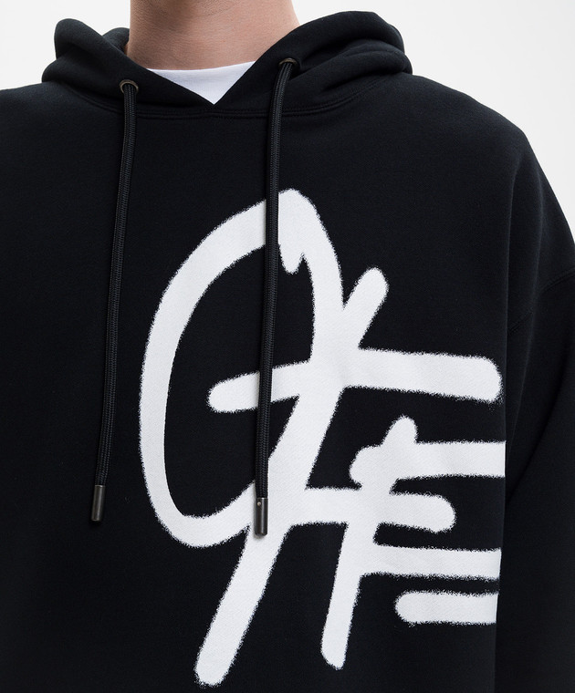 Off-White Черные худи с контрастным принтом логотипа 44MBB12MS26F007 изображение 5