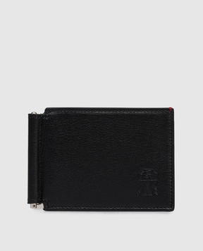 Brunello Cucinelli Чорне шкіряне портмоне з тисненням емблеми MWRLBU440