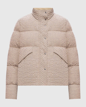 Moncler Бежевый пуховик Cloante в клеточку L20931A00203599RJ