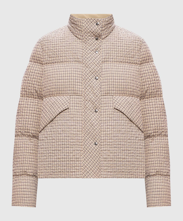 Moncler Бежевый пуховик Cloante в клеточку L20931A00203599RJ