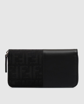 Fendi Черный комбинированный кошелек с узором монограмм 7M0210B139