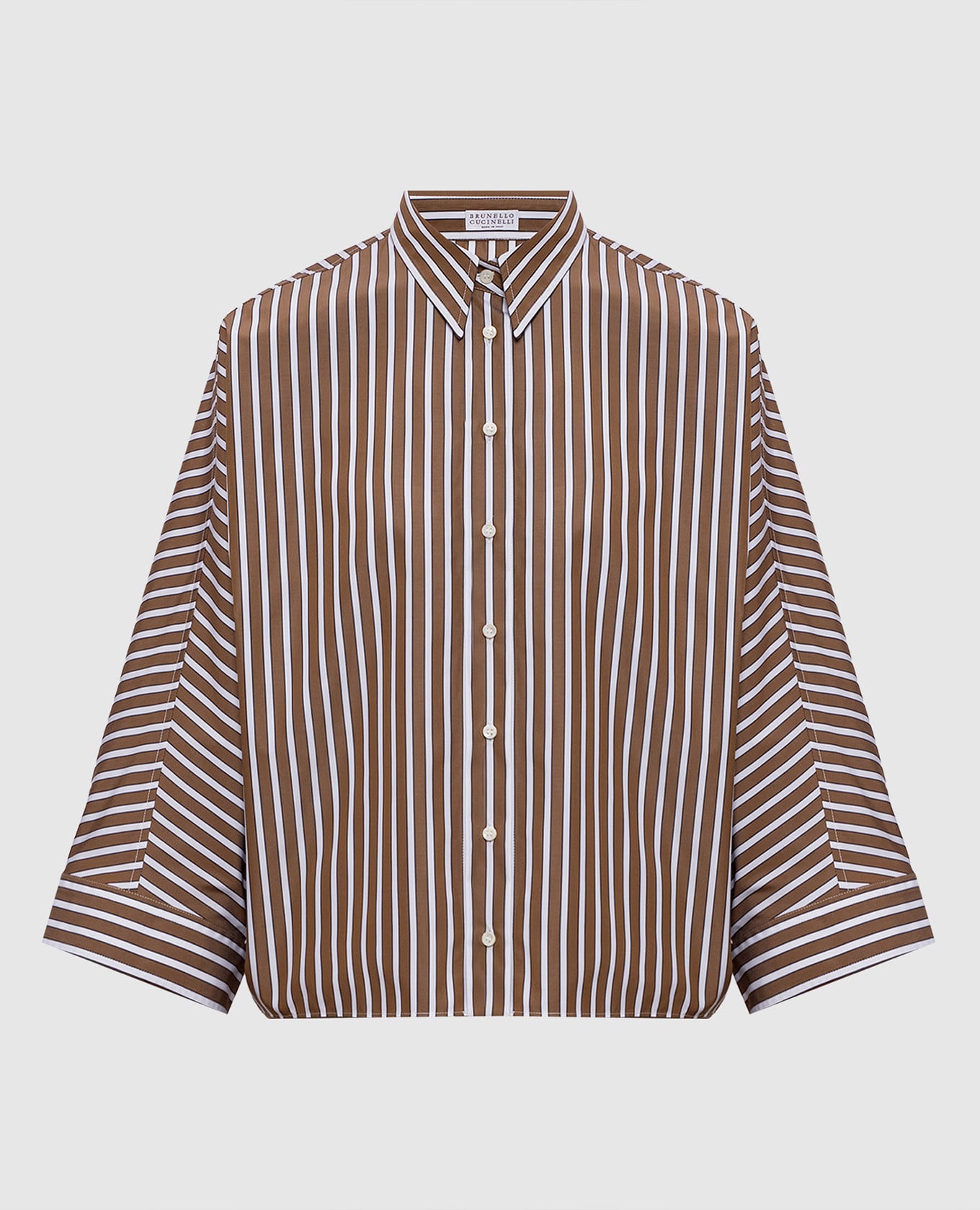 Коричневая рубашка в полоску