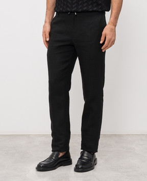 Stefano Ricci Чорні штани з льону M1T80A0026L0005Q