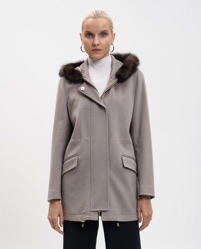 Heresis Серый парк из шерсти с мехом соболя P5380ZIG400