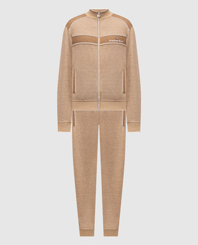 Stefano Ricci Коричневый спортивный костюм из шелка и льна K919052R31T26103P3P