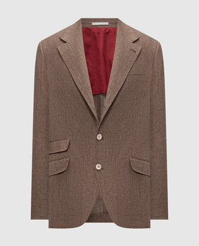Brunello Cucinelli Коричневий жакет з льону MB4307BWD