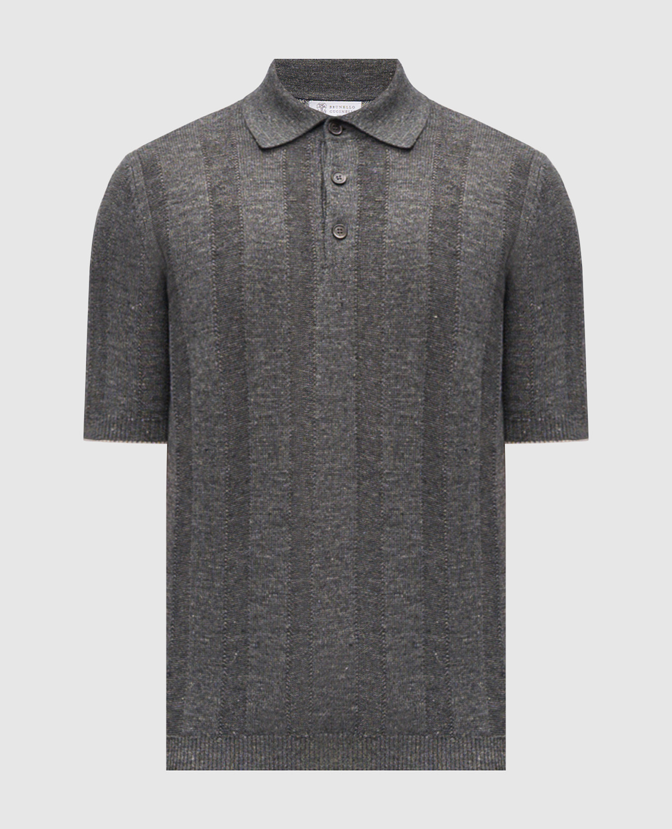 Поло серого цвета с льном