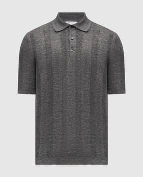 Brunello Cucinelli Поло серого цвета с льном M2L707815