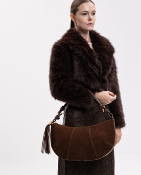 Twinset Коричневая замшевая сумка с кистью 262TD8231