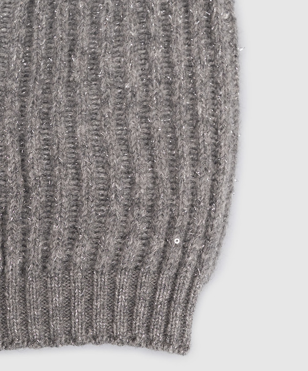 Brunello Cucinelli Детская серая шапка с кашемиром и шерстью BBMM77099B изображение 3