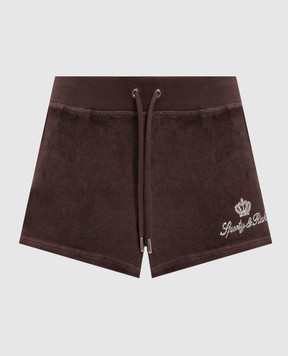 Sporty & Rich Коричневые велюровые шорты Juicy SH057716689BR03