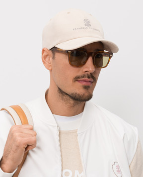 Brunello Cucinelli Коричневые солнцезащитные очки Mr. Brunello с фотохромными линзами MOCSTEMS05