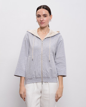 Peserico Сіра меланжева спортивна куртка з ланцюжком моніль A12574J002379