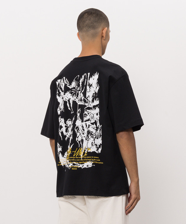 Off-White Черная футболка с вышивкой логотипа 44MAA120F26J011 изображение 4