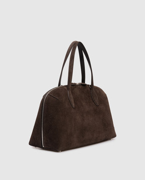 Toteme Коричнева замшева сумка-тоут з принтом логотипа 254WAL0110LE0004-