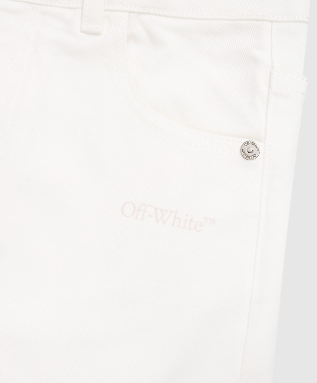Off-White Дитяча біла джинсова спідниця з принтом логотипа 44GYF00AS26D001 зображення 3