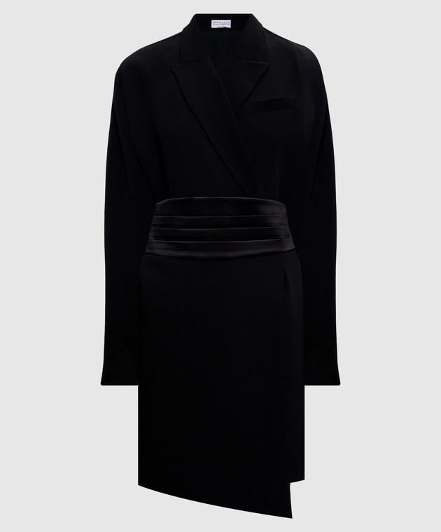 Brunello Cucinelli Черное платье-жакет с шелком MA029A5554