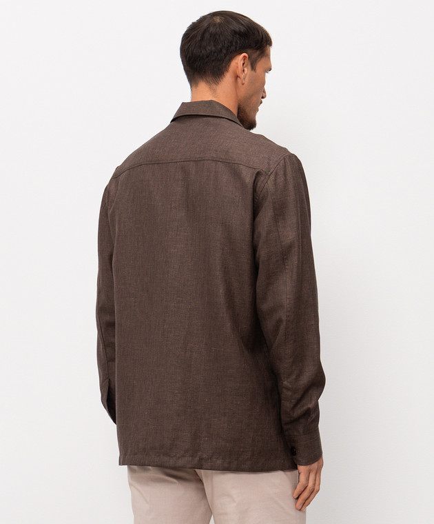 Stefano Ricci Коричневая рубашка из льна, шерсти и шелка SP008138B127HA изображение 4
