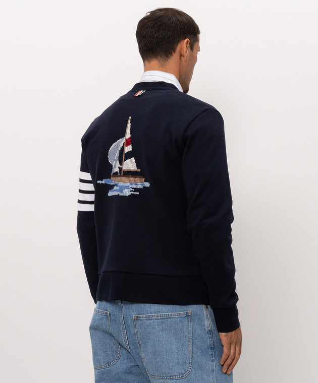 Thom Browne Синій кардиган з вишивкою BOAT MJT582E00535 зображення 4