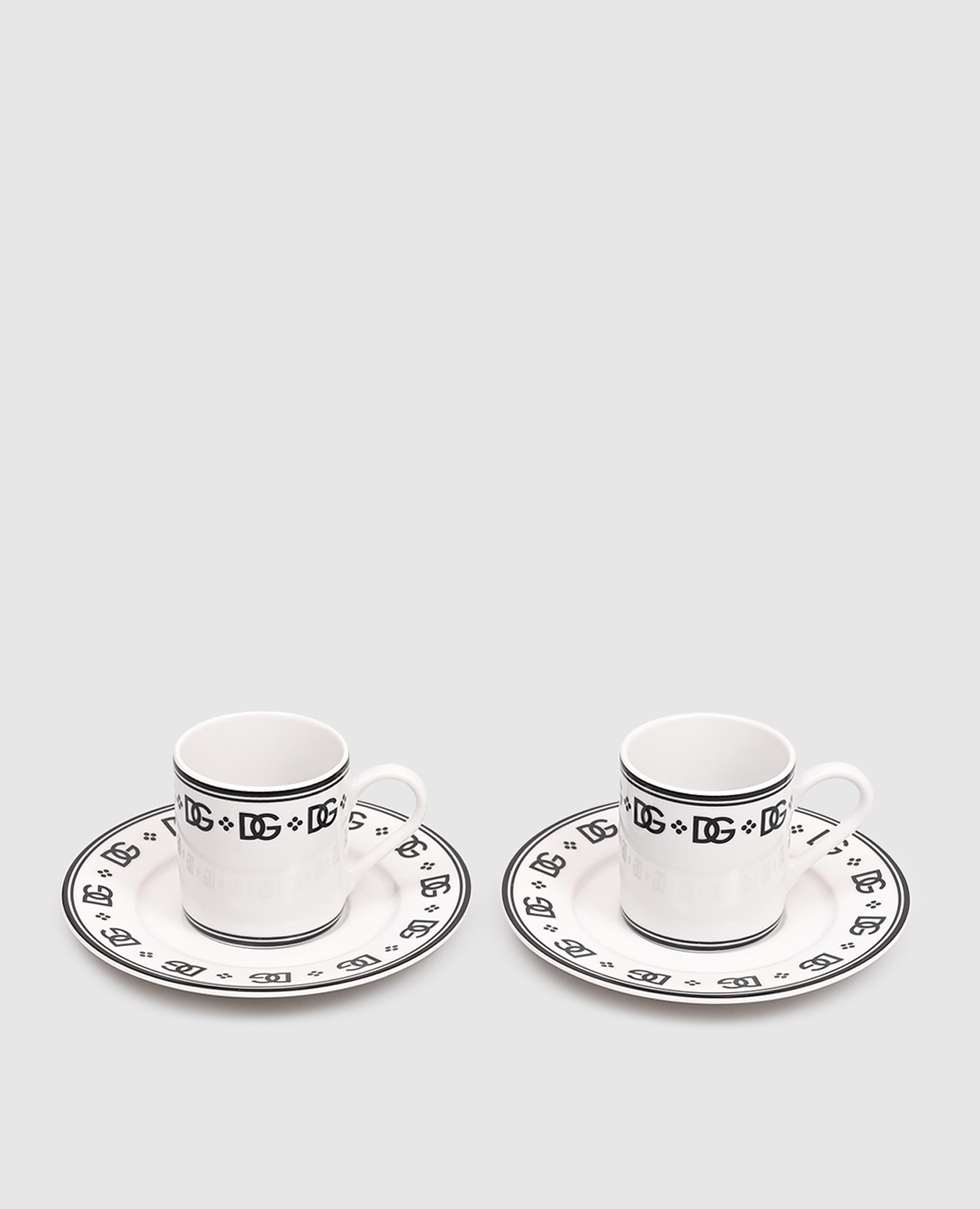 

Набор из чашек для кофе с блюдцами с монограммой логотипа DG, Белый, Посуда