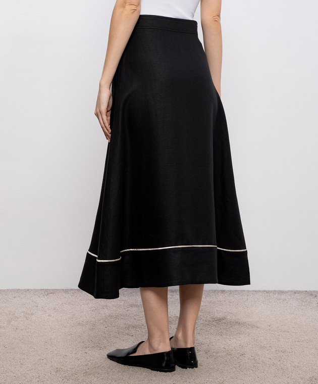 Agnona Чорна спідниця з льону TG1108YU3034 зображення 4