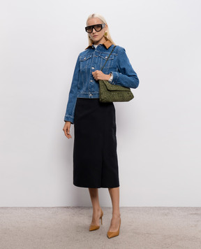 Bottega Veneta Синяя джинсовая куртка с кожаным воротником 863107V69P0