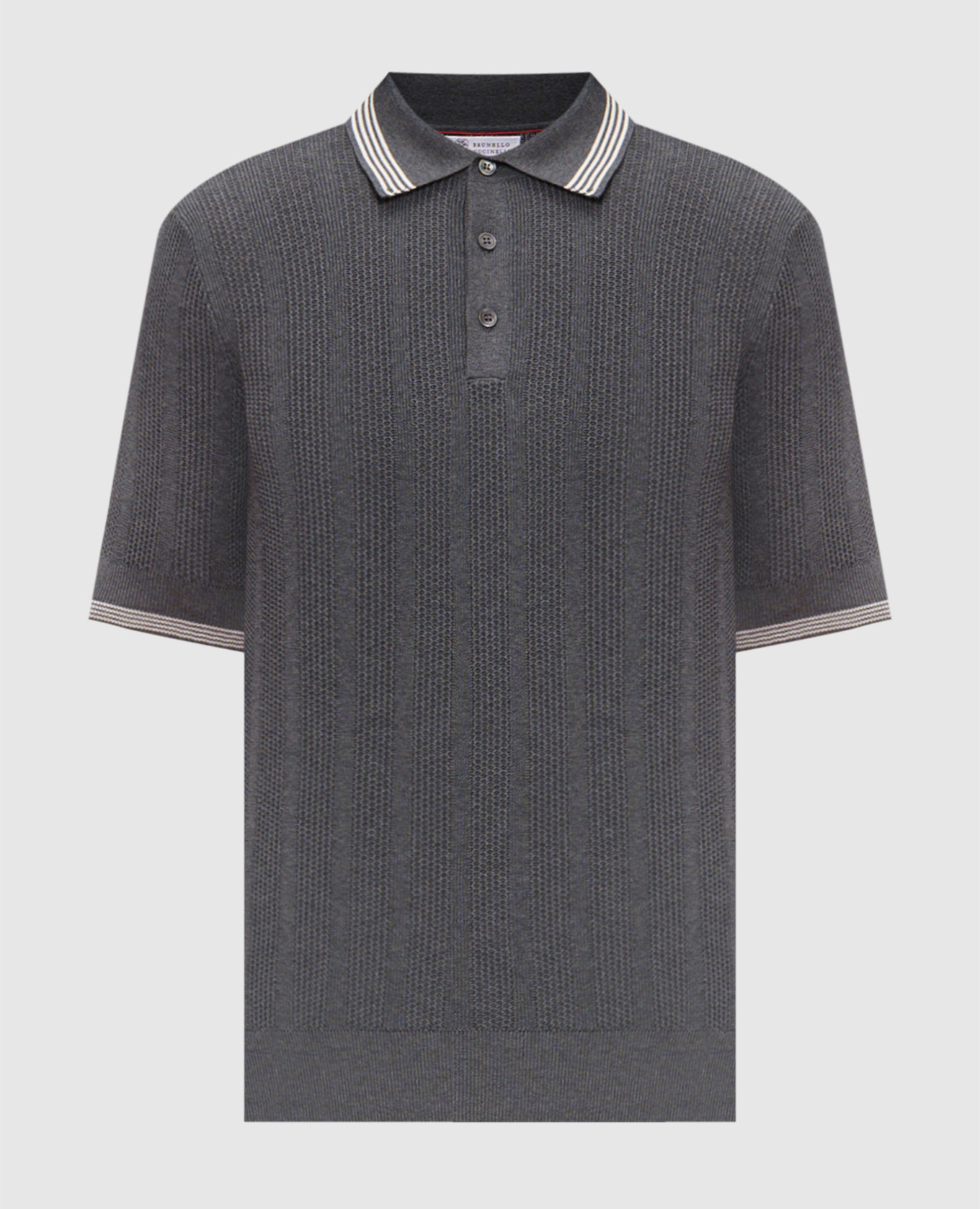 Серое поло с полосками