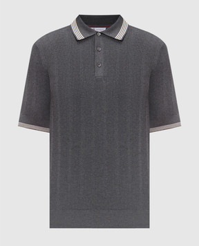 Brunello Cucinelli Серое поло с полосками M29204205P