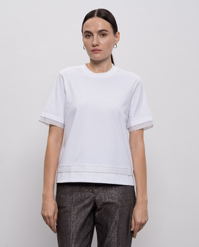 Peserico Белая футболка с цепочкой мониль A06739J00070A